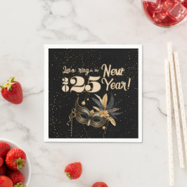 Guardanapo De Papel Vamos da festa de Ano Novo Preto Glamoroso