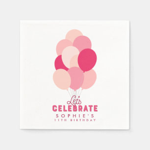Guardanapo De Papel Vamos De Balões Rosa Celebra Qualquer Idade De An