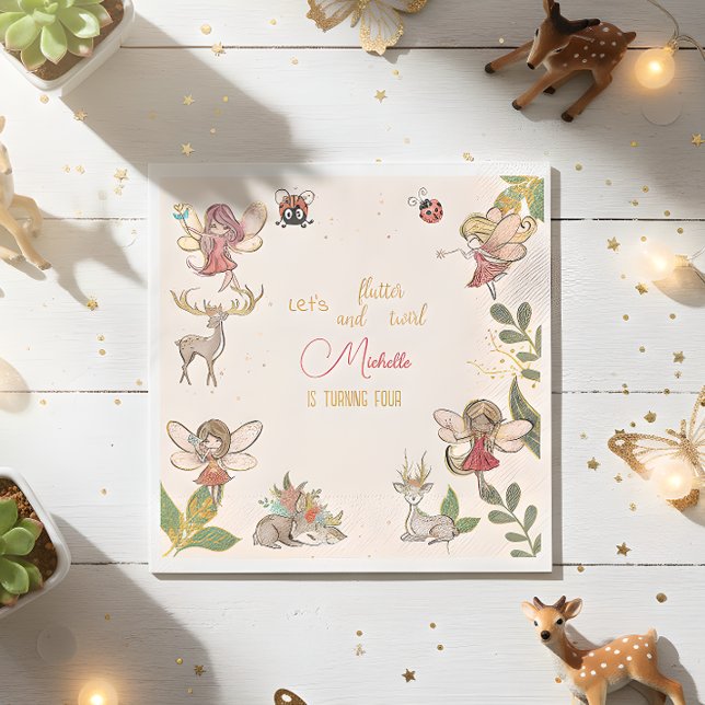 Guardanapo De Papel Vamos e giro, aniversário de fadas (Criador carregado)