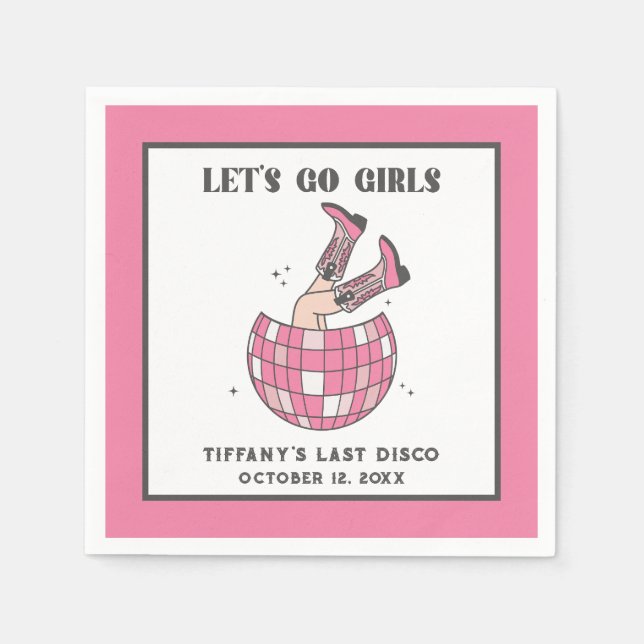 Guardanapo De Papel Vamos Go Girls Disco Cowgirl Bachelorette (Frente)