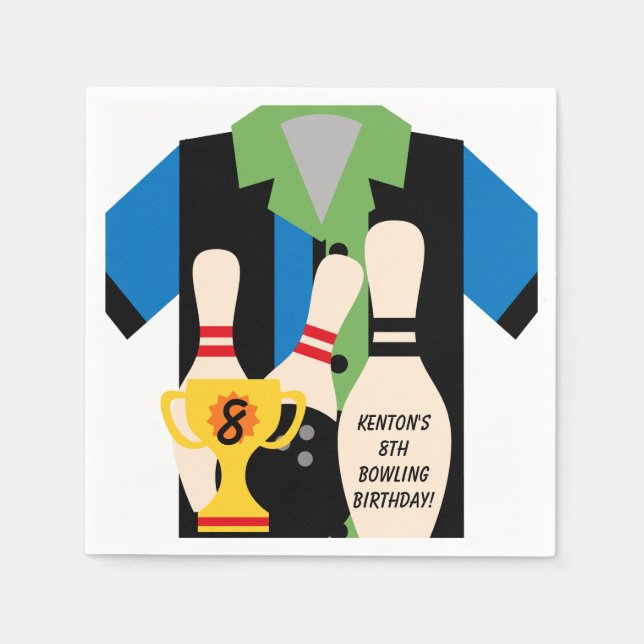 Guardanapo De Papel Vamos Ir Boliche Papel de Aniversário Personalizad (Frente)