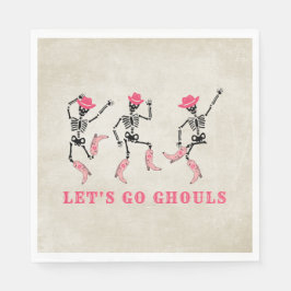 Guardanapo De Papel Vamos Ir Ghouls Halloween Skeletons Pink Cowgirl