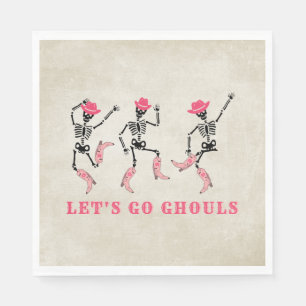 Guardanapo De Papel Vamos Ir Ghouls Halloween Skeletons Pink Cowgirl