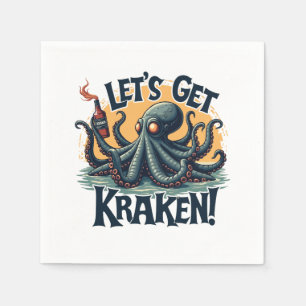 Guardanapo De Papel Vamos Obter Octopus De Bebendo De Rum Funny Kraken
