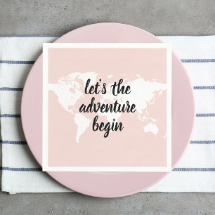 Guardanapo De Papel Vamos Rosa Positivo A Aventura Começa O Mapa Mund