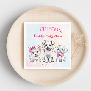 Guardanapo De Papel Vamos rosado e fofinho, cachorrinho, impresso no a