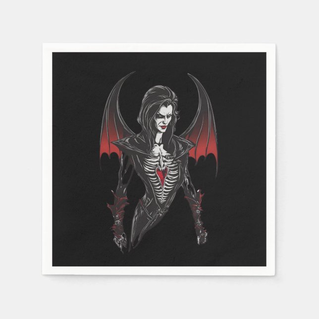 Guardanapo De Papel Vampiro Halloween 6, festa, vampiro aterrorizante. (Frente)