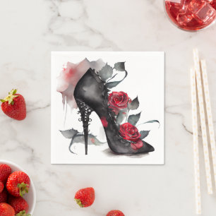 Guardanapo De Papel Vampy Spiked Stiletto Rosa vermelha de salto alt