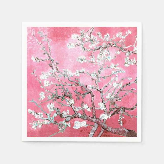Guardanapo De Papel Van Gogh Almond Blossomo Azul Rosa (Frente)