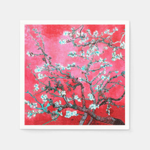 Guardanapo De Papel Van Gogh Almond Blossomo Azul Vermelho