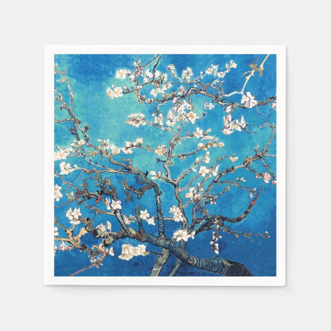 Guardanapo De Papel Van Gogh Almond Blossoms Bright Turquoise (Frente)