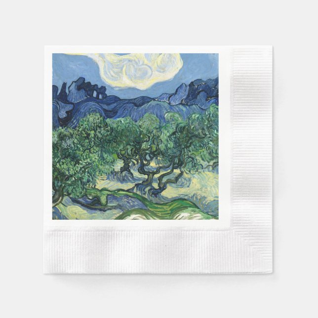 Guardanapo De Papel Van Gogh As Oliveiras Pintura Paisagem (Frente)
