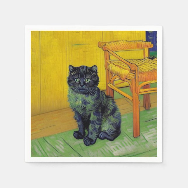 Guardanapo De Papel Van Gogh Black Cat (Frente)