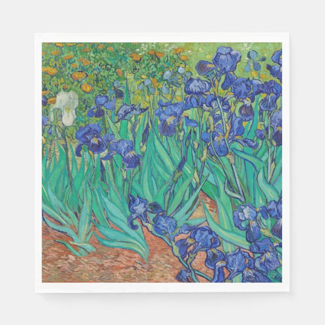 Guardanapo De Papel Van Gogh Irises. impressionismo floral azul (Frente)