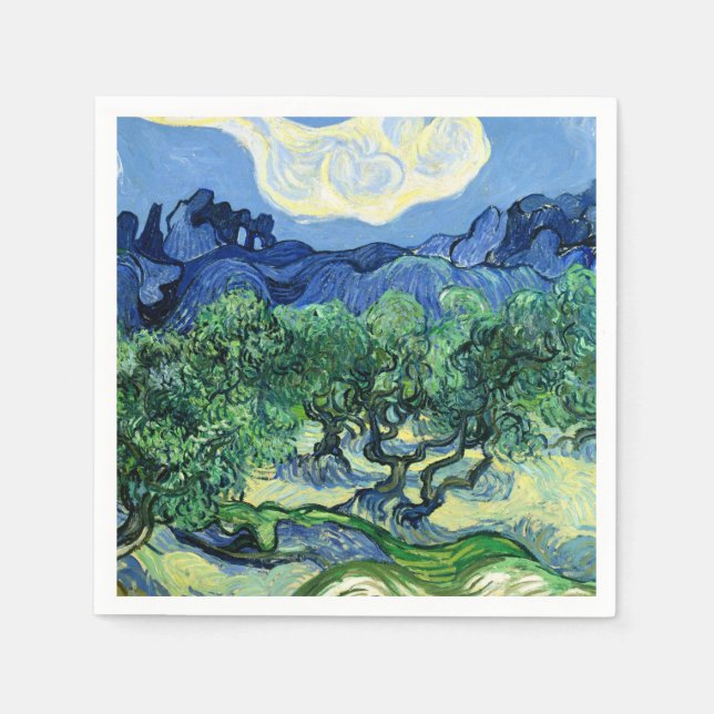Guardanapo De Papel Van Gogh - Oliveiras com Fundo Alpilles (Frente)