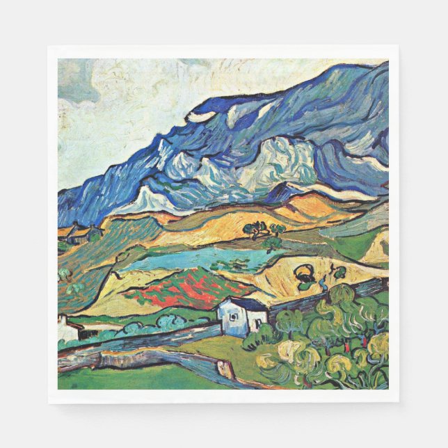 Guardanapo De Papel Van Gogh - Paisagem De Montanha Les Alpilles (Frente)