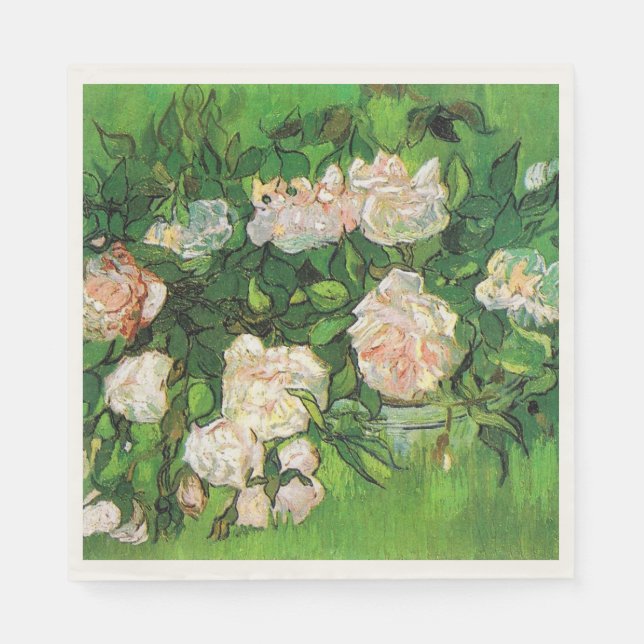 Guardanapo De Papel Van Gogh - Rosas Rosa (Frente)