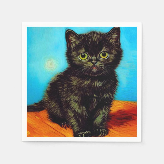 Guardanapo De Papel Van Gogh Style Pouting Kitten (Frente)