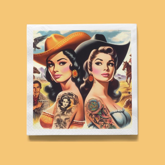 Guardanapo De Papel Vaqueiras Tatuadas Vintage (Criador carregado)