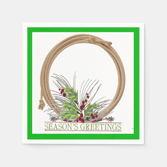 Guardanapo De Papel Vaqueiro de Natal Ocidental Lariat Wreath (Frente)