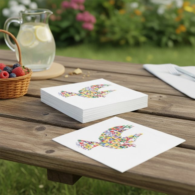 Guardanapo De Papel Vara da Paz Mundial Feita de Bandeiras Internacion (Criador carregado)