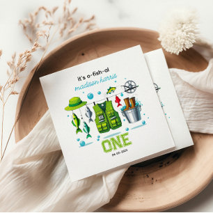 Guardanapo De Papel Vara de Pesca Vintage "O-Fish-Ally One" 1º Anivers