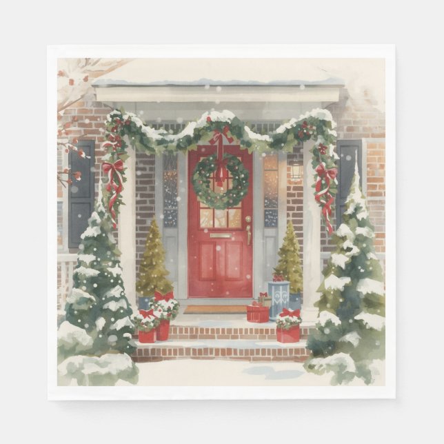 Guardanapo De Papel Varanda de Natal nevada fofa (Frente)
