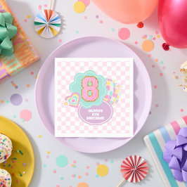 Guardanapo De Papel Varsity preppy pastel adesivo 8º Aniversário