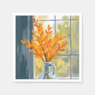 Guardanapo De Papel Vaso de Flores de Outono Aquarela