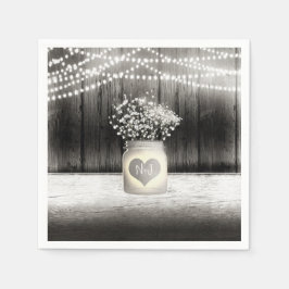 Guardanapo De Papel Vaso de Pedra com Coração & Baby's Breath Casament