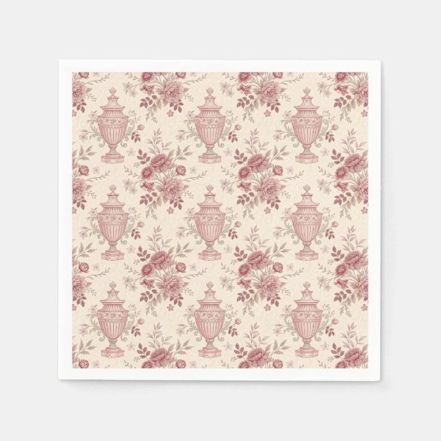 Guardanapo De Papel Vasos Caprichosos Florais Rosa Elegantes (Frente)