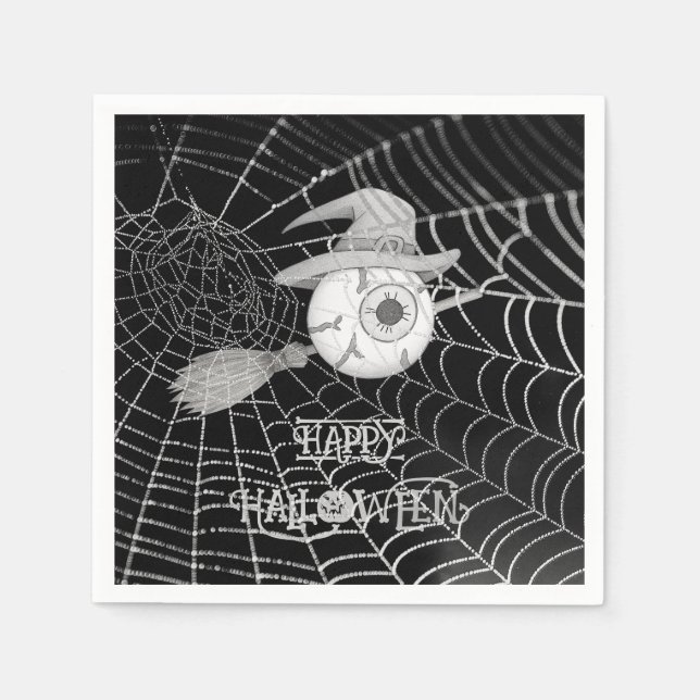 Guardanapo De Papel Vassoura-de-bruxa do Halloween, olho assustador, t (Frente)