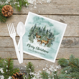 Guardanapo De Papel Vedante Florestal Russo de Natal Aquarela