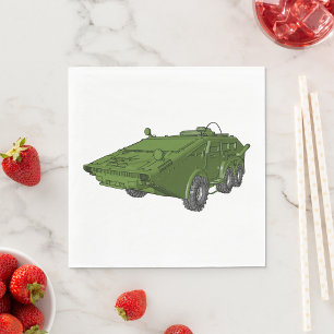 Guardanapo De Papel Veículo Militar de Tanque Verde Napkins