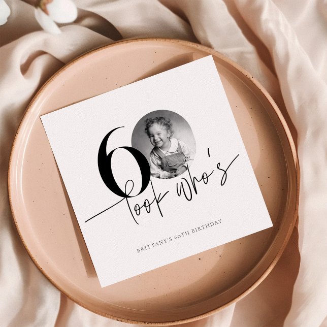 Guardanapo De Papel Veja quem é 60 Foto Engraçada Simples 60º Aniversá (Criador carregado)