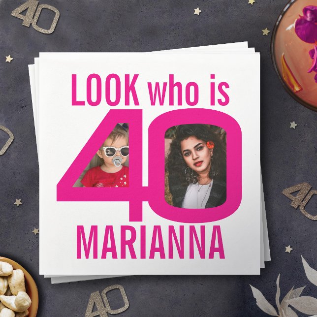 Guardanapo De Papel Veja quem é a festa rosa-rosa-quente com aniversár (Criador carregado)