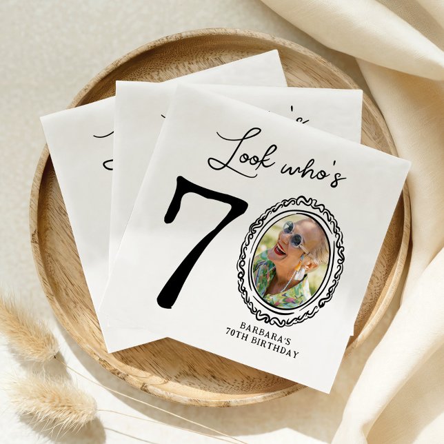 Guardanapo De Papel Veja quem é Setenta Foto 70 Aniversário (Criador carregado)