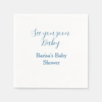 Guardanapo De Papel vejo você em breve chá de bebê azul nome data simp