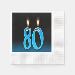 Guardanapo De Papel Vela de 80 de aniversário com olhos