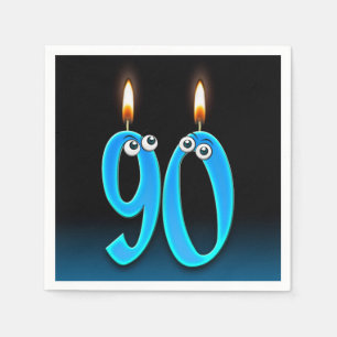 Guardanapo De Papel Vela de 90 de aniversário com olhos