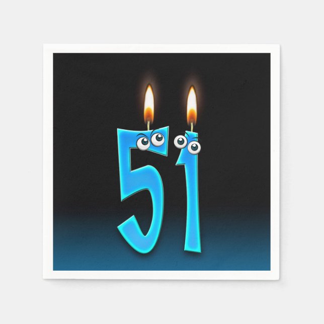 Guardanapo De Papel Vela de aniversário de 51 ruas com globo ocular (Frente)