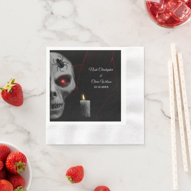 Guardanapo De Papel Vela de Aranha do Crânio Gótico - Halloween Moody  (Insitu)