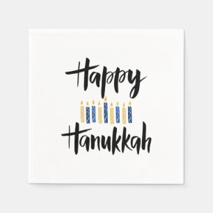 Guardanapo De Papel Velas azuis amarelas felizes de Hanukkah
