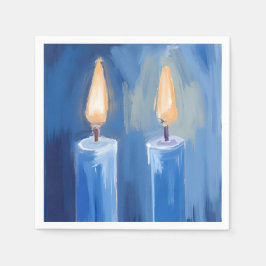 Guardanapo De Papel Velas Azuis de Hanukkah Aquarela Feriado