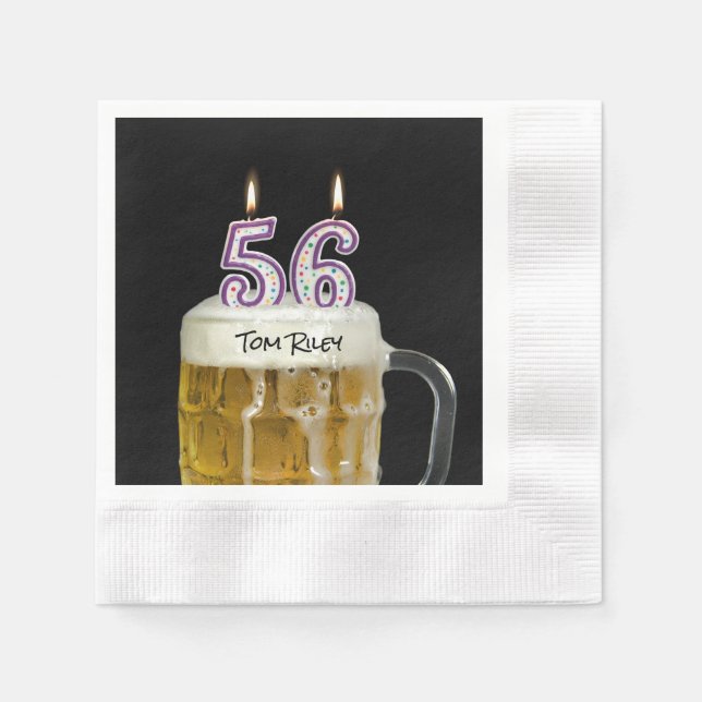 Guardanapo De Papel Velas de 56 anos na cerveja (Frente)