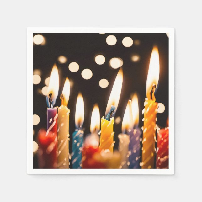 Guardanapo De Papel Velas de aniversário com luzes de boque (Frente)