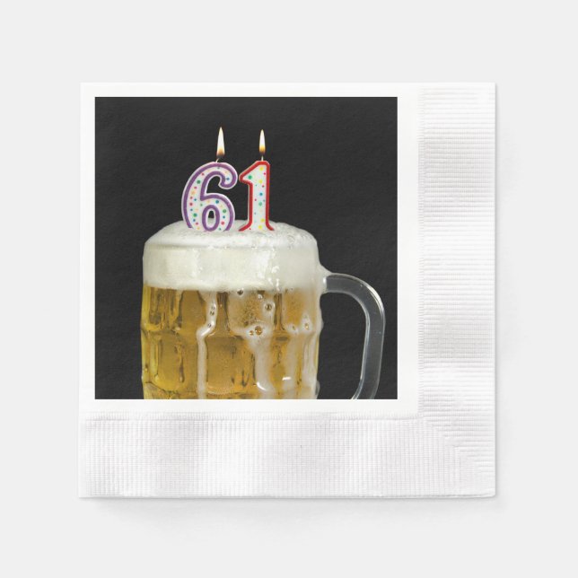 Guardanapo De Papel Velas de aniversário de 61 ruas na cerveja (Frente)