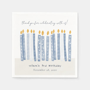 Guardanapo De Papel Velas de Aniversário de Cor Azul de Pastel Suave e
