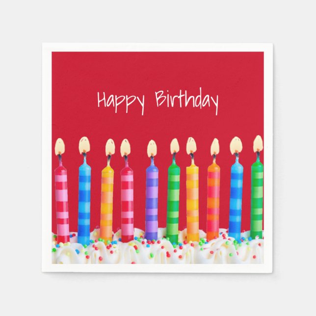 Guardanapo De Papel Velas de aniversário em vermelho (Frente)