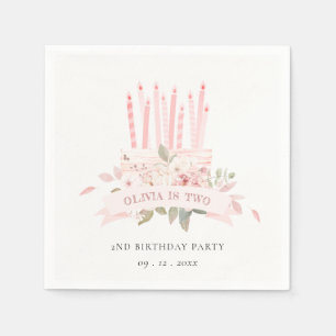 Guardanapo De Papel Velas De Bolo Floral Suave A Qualquer Idade Aniver